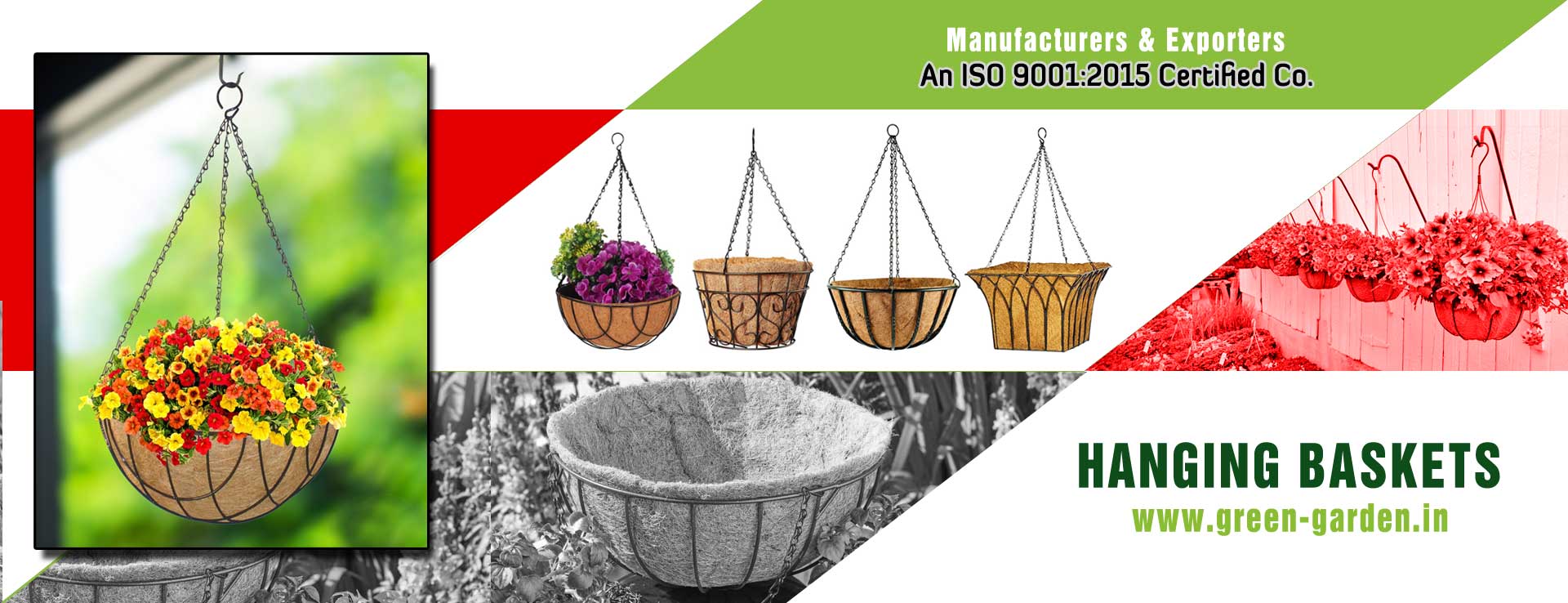 Wrought Iron Metal Hanging Garden Baskets Coco Liner Metal Boxes for Flowers Basket Brackets Manufacturers Exporters in India Ludhiana Punjab