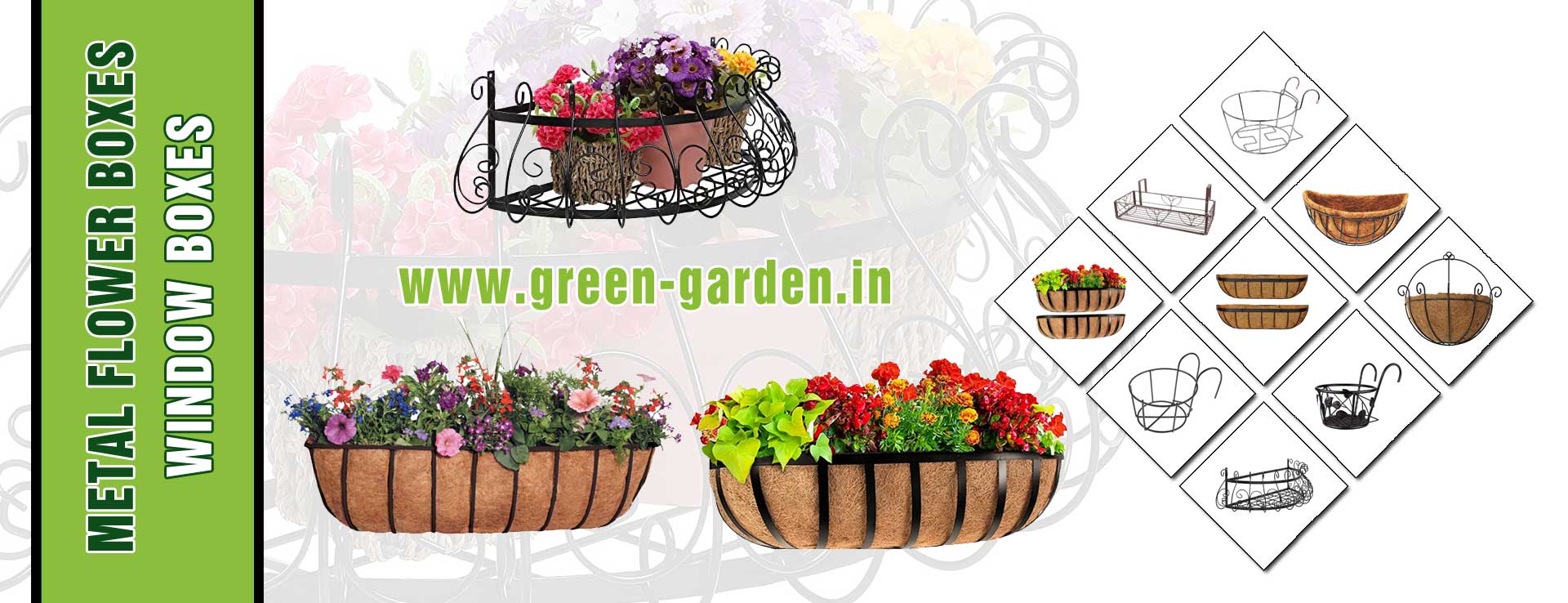 Wrought Iron Metal Hanging Garden Baskets Coco Liner Metal Boxes for Flowers Basket Brackets Manufacturers Exporters in India Ludhiana Punjab